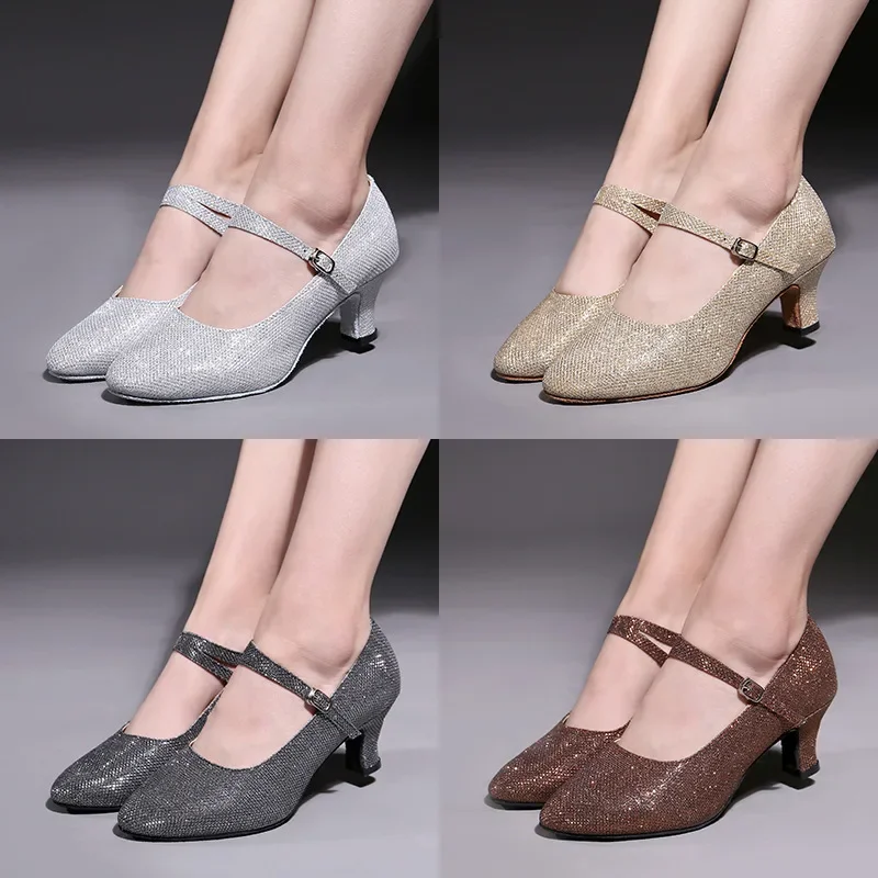 Zapatos de salón modernos para mujer, sandalias de suela suave de 3,5/5,5 cm, para baile de Salsa y Tango, nueva marca de moda