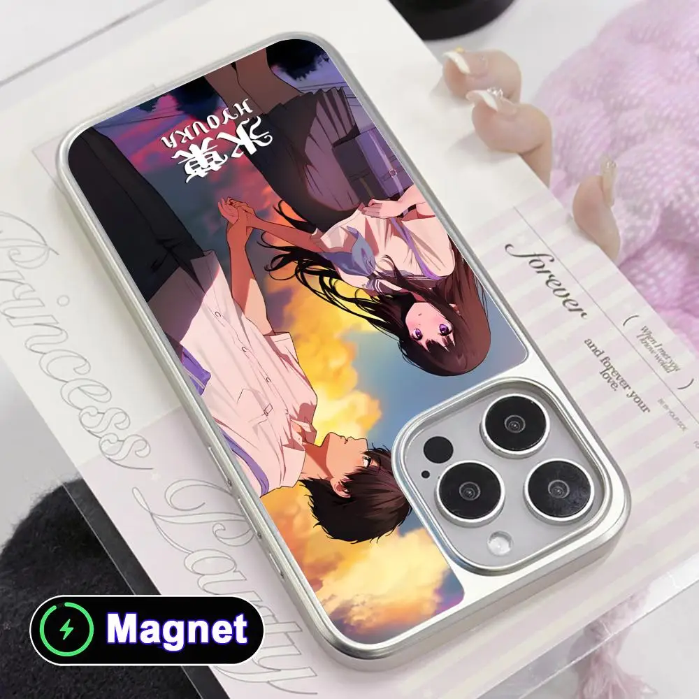 

Hyouka Chitanda Oreki Silver Plating Magsafe Mobile Phone Case for iPhone 17 16 15 14 13 12 11 Air Pro Max Plus Colorful Cover