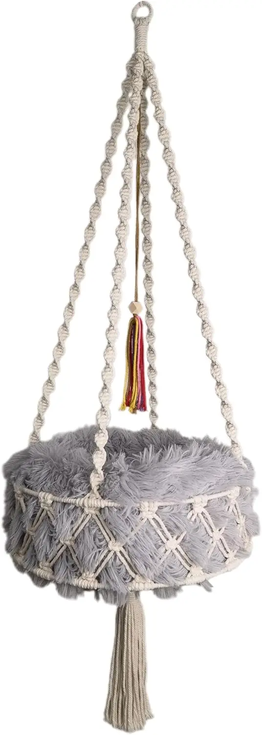 

Кошачий гамак макраме, 47,24*15,74 дюйма, качели для кошек с плюшевой кроватью для сна, игр, скалолазания и отдыха