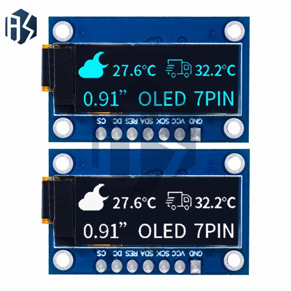 SSD1306 7PIN 0.91 pouces 128x32 SPI Module OLED 0.91 "Module d'affichage OLED blanc bleu carte d'écran OLED pour Arduino