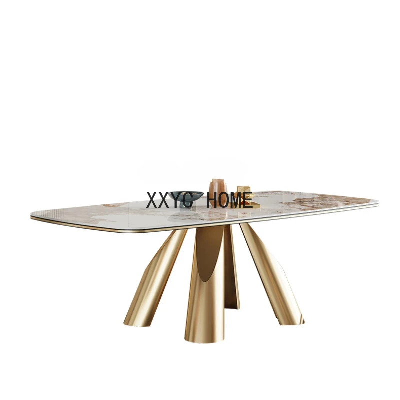 

Italian-Style Rock Dining Table Modern Minimalist Designer High-End Villa Bright Light Small Apartment Household Eating Table