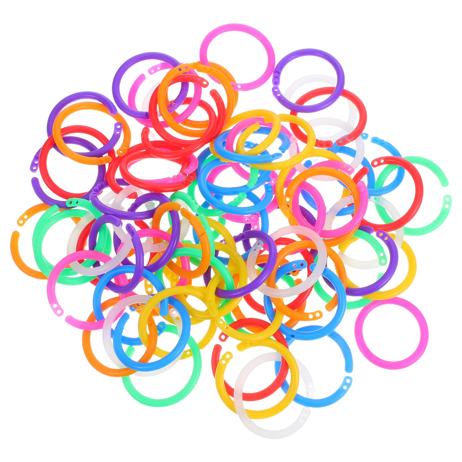 80Pcs Loose Leaf Binder Rings Multi-Color Small Plastic Circular Rings for Crafts Paper Binding Clips Notebook Organization