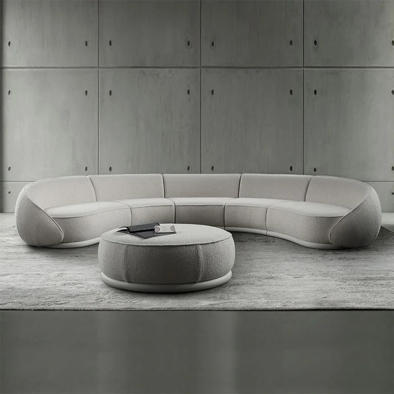 

Роскошные белые изогнутые угловые диваны из овечьей шерсти, современный скандинавский диван для гостиной, стильные удобные большие диваны для домашней мебели для отелей