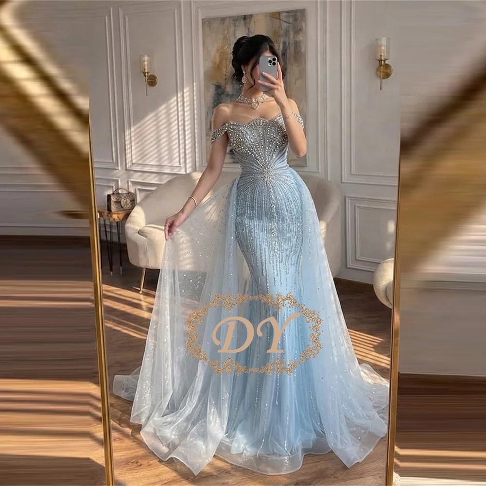 

Вечернее платье-русалка DY с кристаллами и бисером, без бретелек, для торжественных мероприятий, с открытыми плечами, на заказ, для выпускного вечера