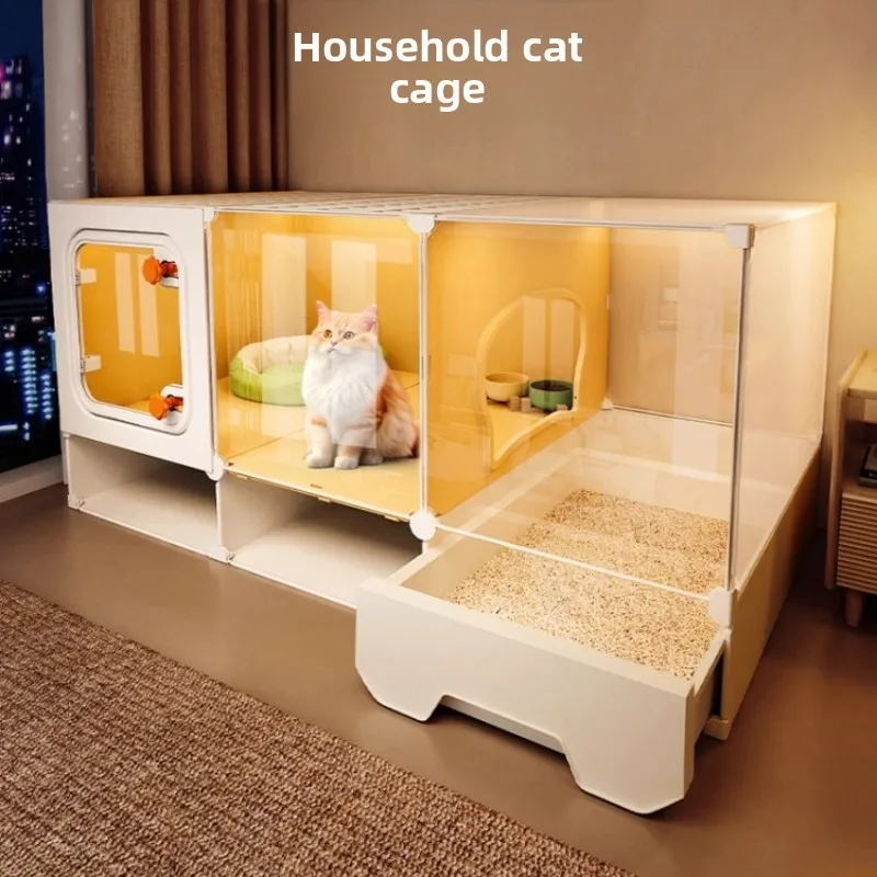 High-View Cats Cage All-in-One Cat Litter Box System Indoor One Room One Hall Setup Kitten House Home Pet Residence Solution