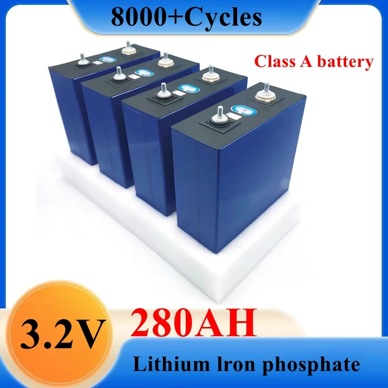 

Batterie au lithium fer phosphate 12V24V 48V, 8000 + cycles 3.2V classe A, 280Ah, adaptée aux véhicules de camping, voiturettes