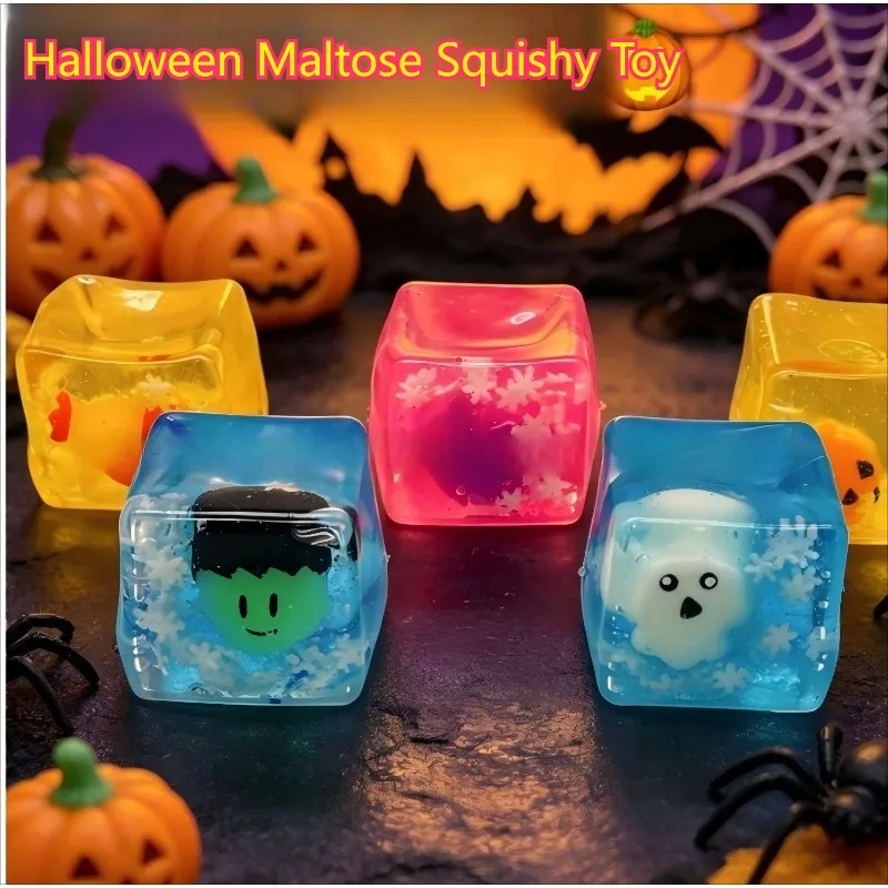 Halloween Kürbis Geist Fledermaus Maltose Stressball Quetschspielzeug Weiches Stressabbau-Spielzeug Langsam Zurückfederndes Fidget-Spielzeug Stressabbau Lustiges Geschenk