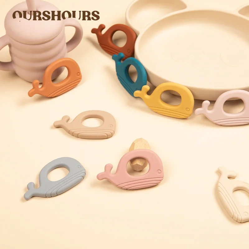 

Food Grade Baby Silicone Teether Infant Cute Whale Teething Ring Toys BPA Free for Newborn Chewing Molar Toy Baby Accessories