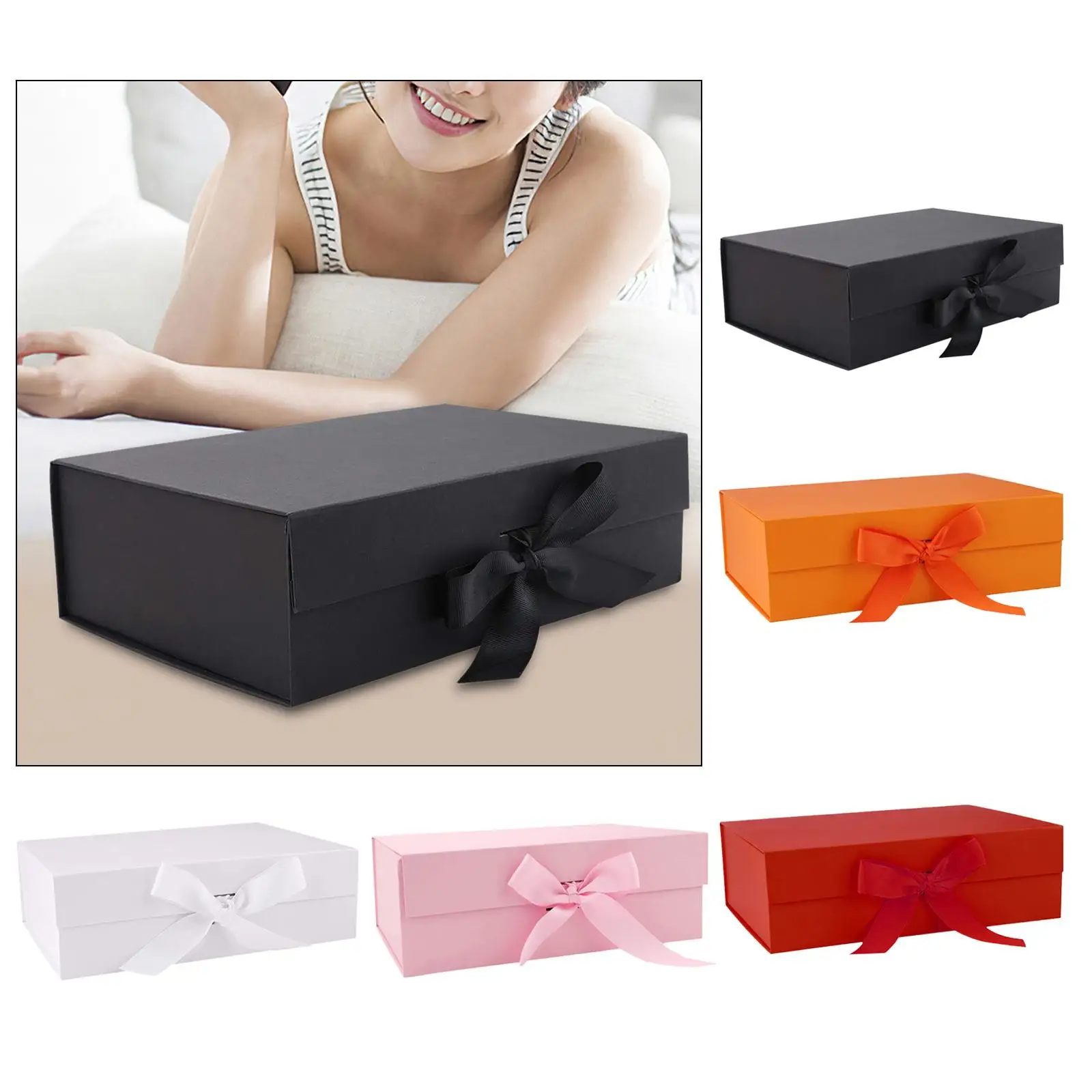 Gift Box with Ribbon Proposal Gift Boxes Presentation Box Easy Assemble Reusable Large Storage Box for Bridemaid Gifts Wedding