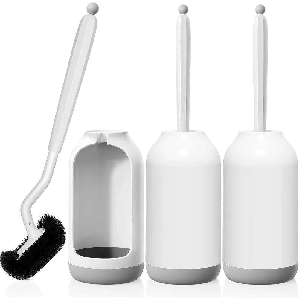 

3-Pack Toilet Brush Set with Caddy: Deep Cleaning Scrubber for Hidden Corners, RV Bathroom Accessories