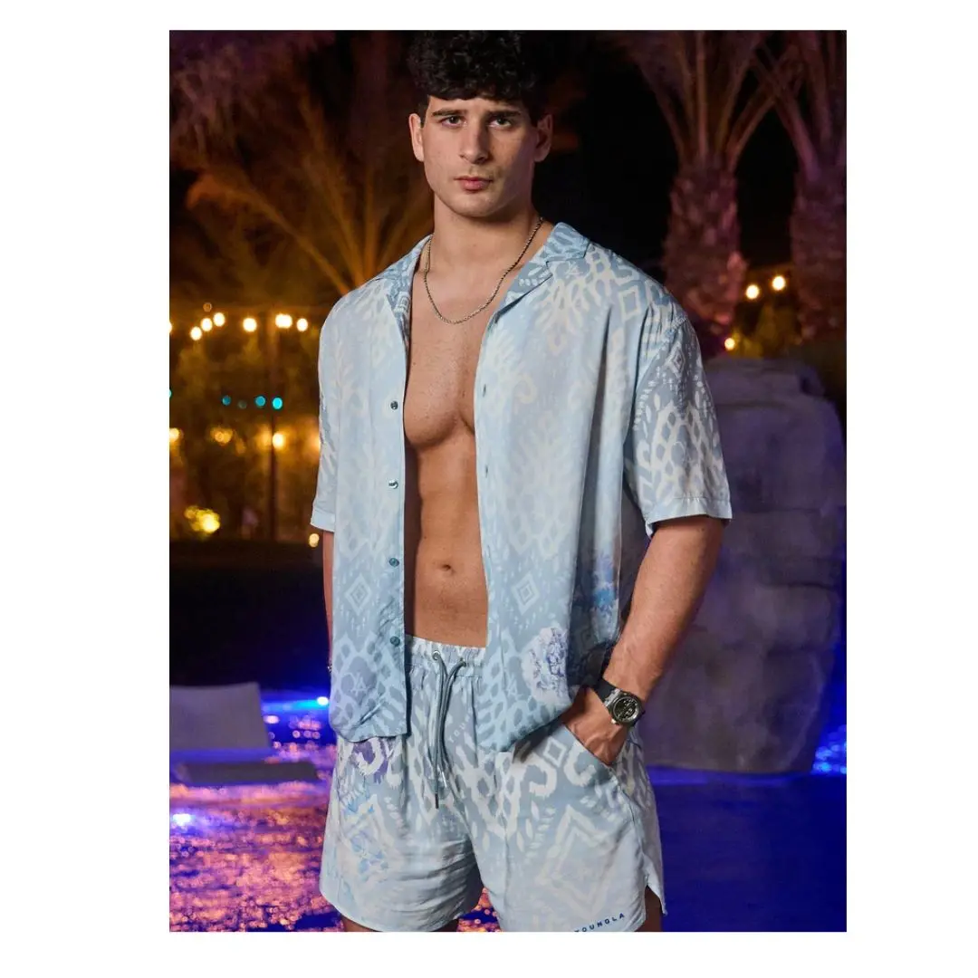 

Summer New Men's Fallow Short Sleeve Button Down Lapel Shirt Resort Holiday Hawaiian Style 3d Digital Printing Oversized Tops ﻿