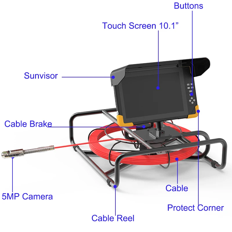 28MM Head 10Inch TFT Monitor 30M Cable Endoscope Sewer Drain Pipeline Inspection Camera With 512Hz Locator