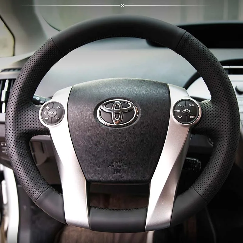 

Hand Stitched Genuine Leather Car Steering Wheel Cover For Toyota Prius 30(XW30) 2009-2015 Prius C(US)2012-2017 Car Interior