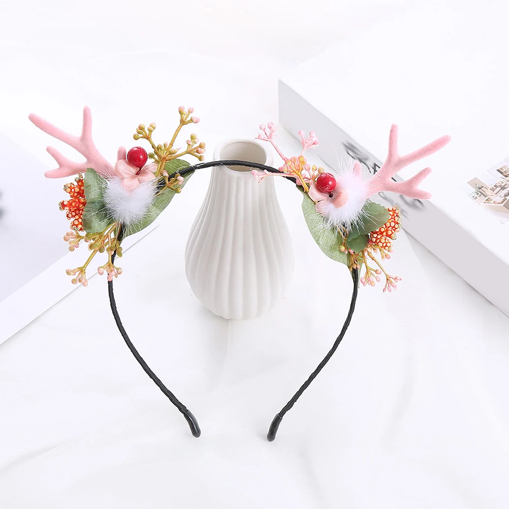 

Christmas Antler Headb Headdress Hair Accessory for Women Pink Cosplay Party Xmas Holiday Festival Carnival
