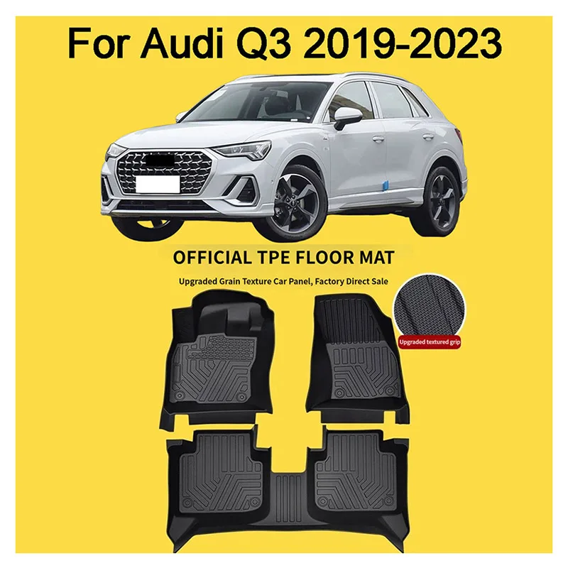 For Audi Q3 2019-2023 Car TPE Floor Mats Four Seasons Waterproof and Anti-Slip TPE Floor Mat for Cars Car Accessories