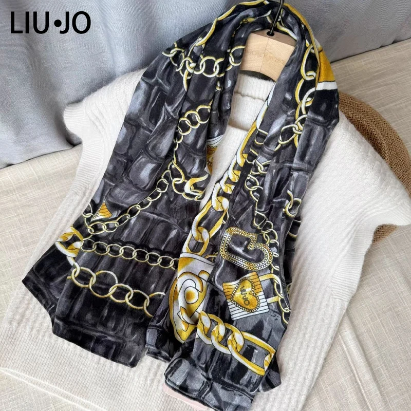 Liu jo 2025  Italian Luxury Brand Embroidered Printed Square scarf Beach Sunshade Multi-Functional shawl Scarf Original Single