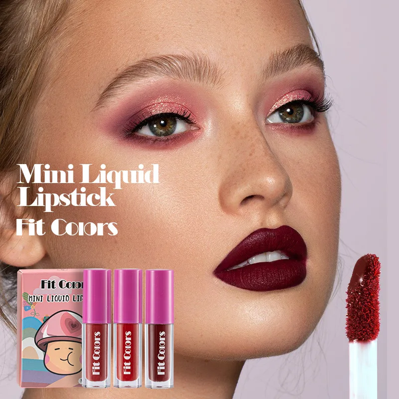 Lipset van drie matte matte lipgloss, waterdicht, niet-vervagend, hoge schoonheid lipmake-up