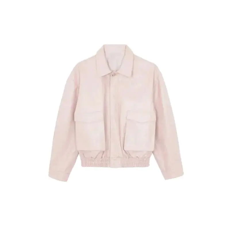 FKS @ Coat with Double Pocket Designer Leather Jacket, Coco Xili, Pink, Autumn, Winter, 2024