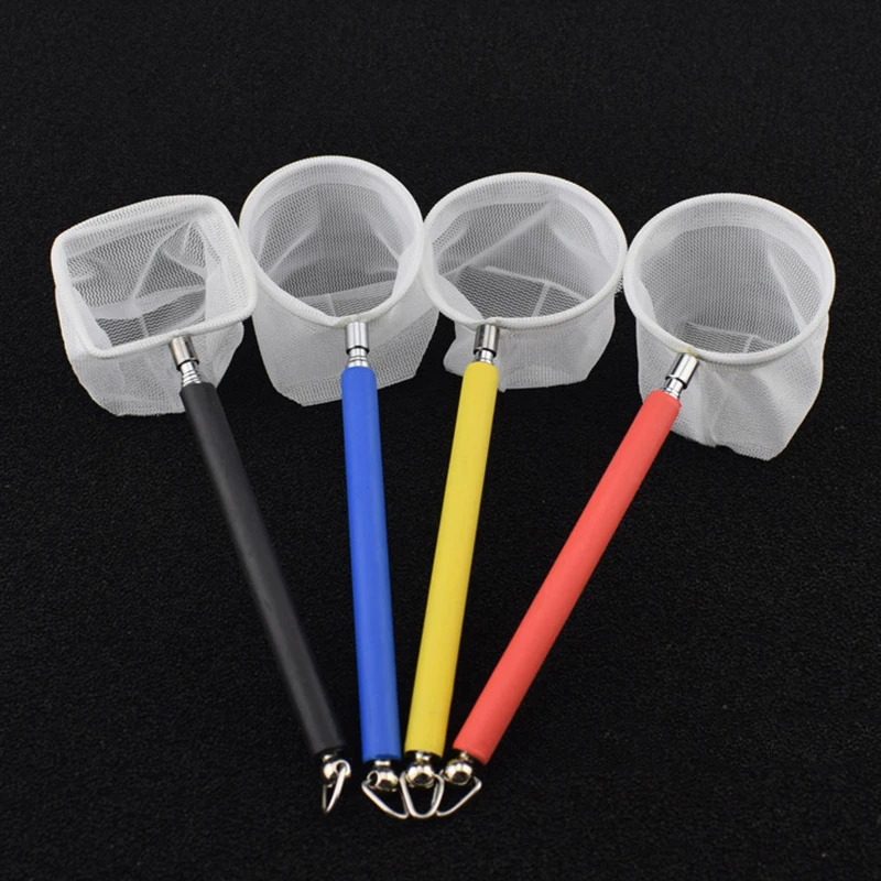 1pc Aquarium Retractable 3D Stainless Steel Fishnet Pocket Shrimp Catching Fish Tank Cleaning Net Round Square Shape