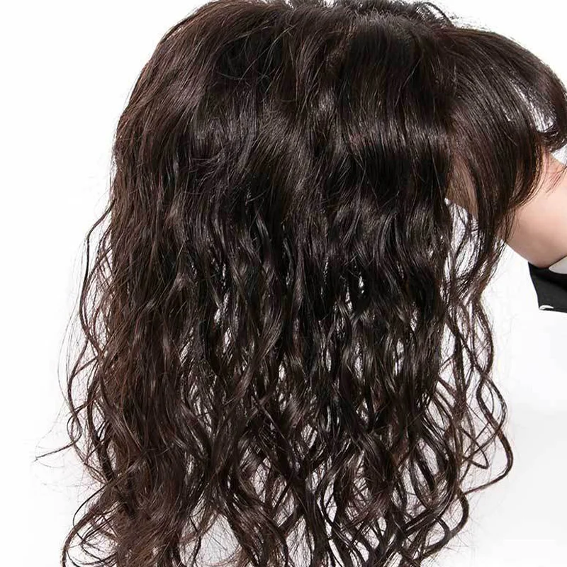 Natural preto seda base peruca para mulheres, cabelo humano topper, encaracolado verão, respirável virgem, chinês remy cabelo pedaço, cabelo fino pedaço