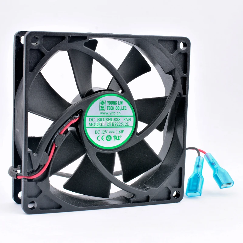 DFB922512L 92mm fan 92x92x25mm DC12V 1.6W 2 wires, double ball bearings, cooling fan for chassis power supply CPU