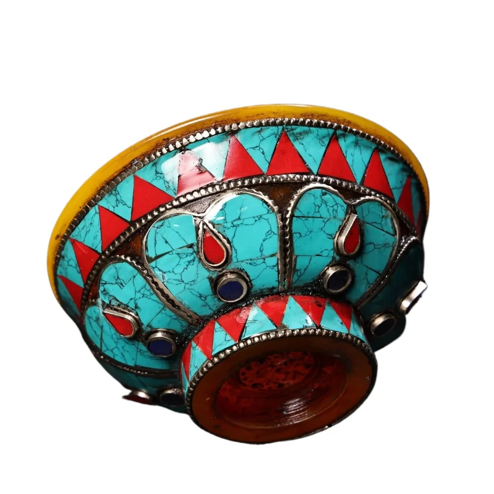 Nepal Collection Tibetan Buddha Turquoise Buddhism Beeswax Bowl Crafts