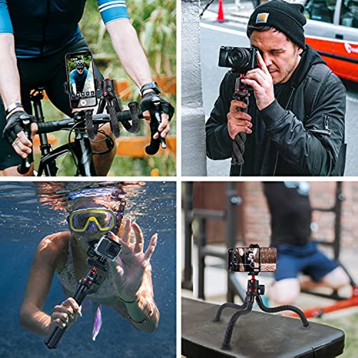 Получите идеальный Гибкий штатив-Осьминог для смартфонов, камер и GoPro-В комплект входят шаровая Головка и мини-зажим для телефона