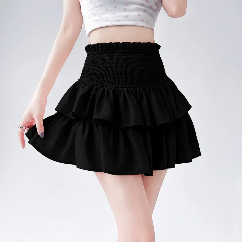 Puffy Short Skirt for Women 2025 New Cake Skirt High Waist Pleated Skirts Kawaii Style