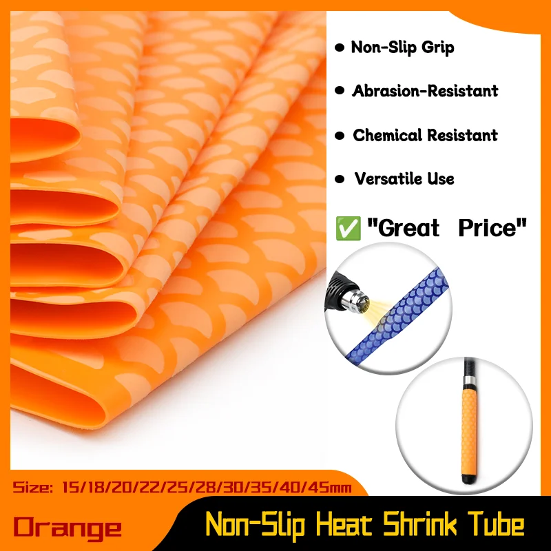 

Bicycle Handle Anti Skid Fishing Rod Wrap Waterproof Protector 1M Orange Non-Slip Heat Shrink Tube 15/18/20/22/25/28/30/35/40mm