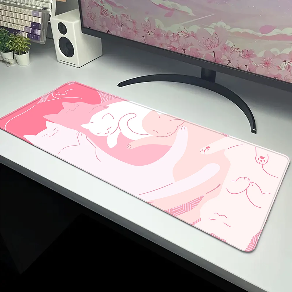 

Large Kawaii Cute Cat XXL Mouse Pad Setup Gaming Accessories Mousepad Company Rubber Mouse Mat Desk Pad Mousepads 900x400mm