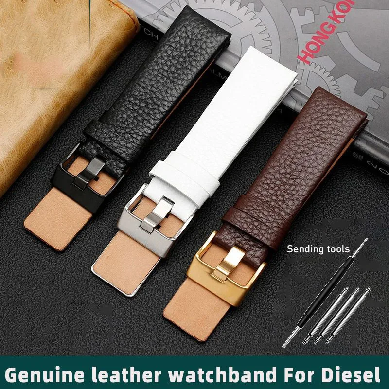 22 24 26 28 30mm Genuine Leather Watchband Watch Belt For Diesel Strap DZ1657 DZ1405 DZ1206 DZ4323 DZ7313 7257 Male Black Brown