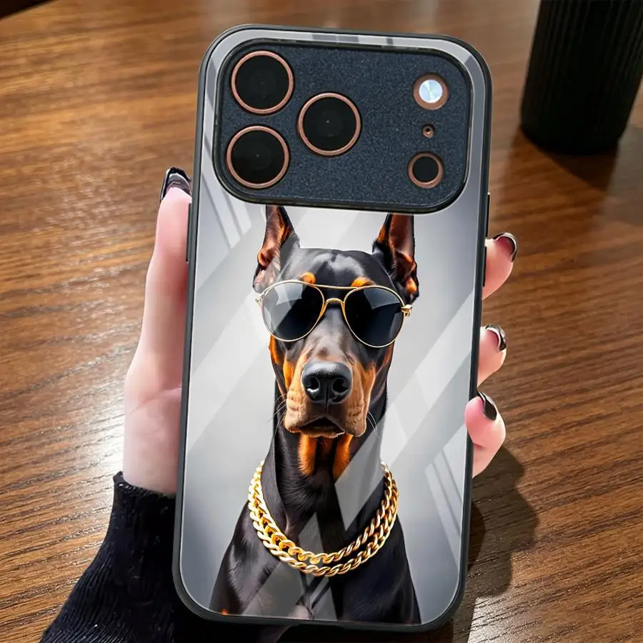 Case for iPhone 17 Pro Max 8 15 Plus 12 13 16 XR 14 Air 11 Glass Phone Cover Cool Doberman - view 4
