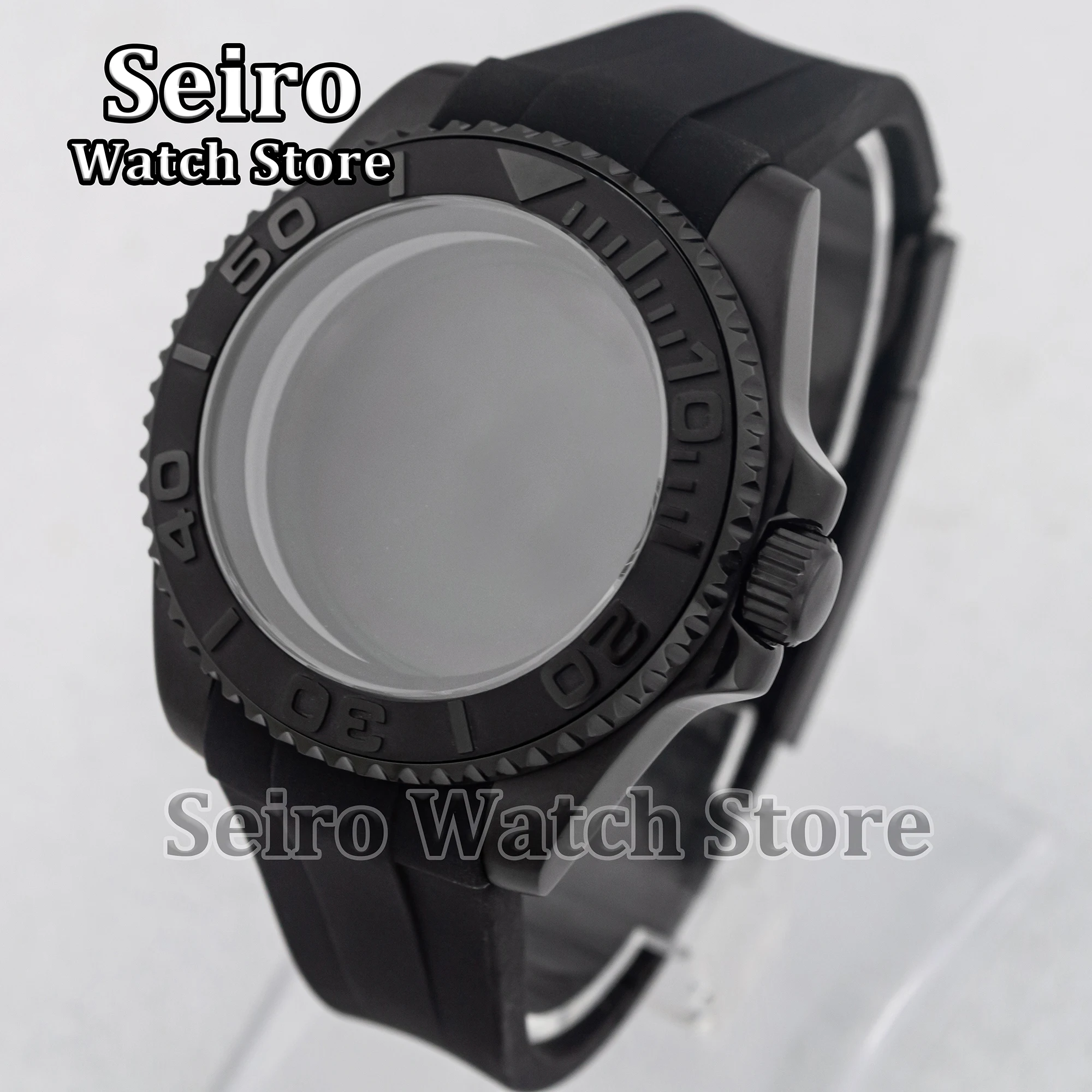 40MM Watch Case Sapphire Glass Rubber Strap Yacht-master Stainless Steel 100M Waterproof Watch Parts for NH35 NH34 NH36 Movement