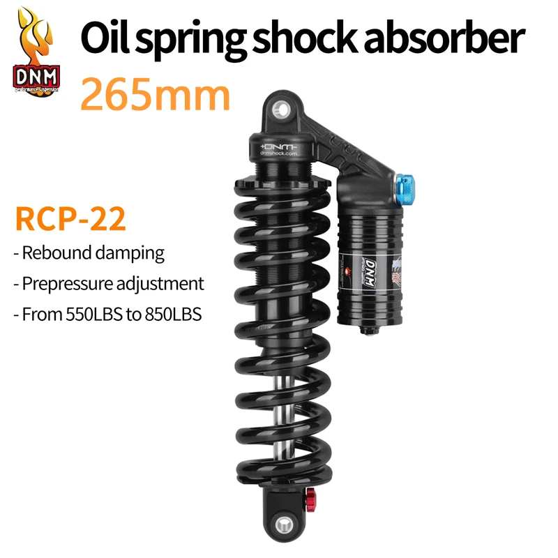 DNM RCP-22 Mountain Bike Shock Absorber 265mm Spring Gradient Pound Number 550LBS 850LBS For AM/FR/DH Bike Rear Shock Absorber