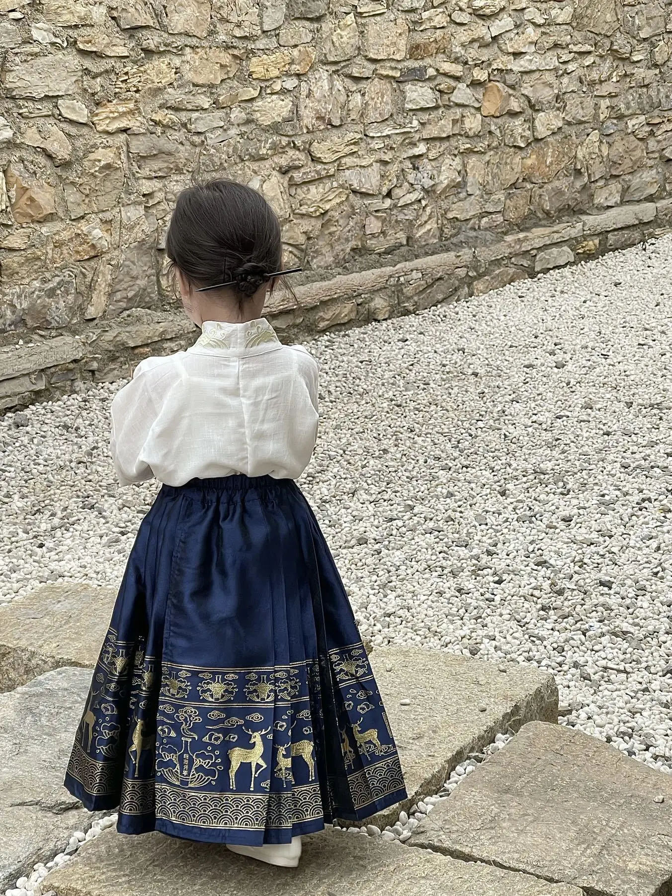 Traje de falda con cara de caballo bordada de estilo chino para niña, creación exclusiva, Cheongsam, fiesta de baile, fiesta de cumpleaños, vestido de noche para niña