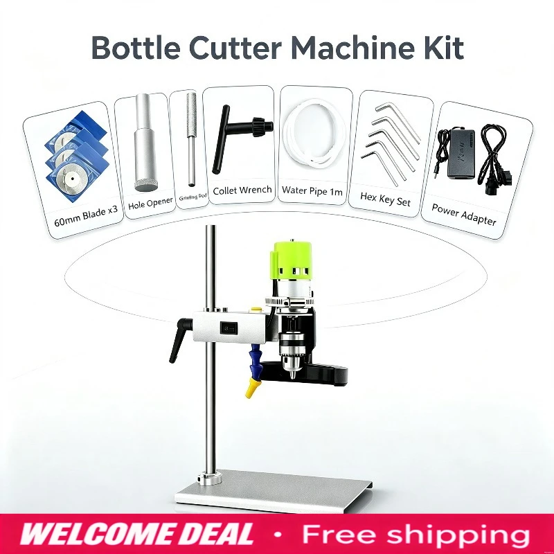 Electric Glass Bottle Grinding & Cutting Machine 110/220V Universal Glass Cutter Suitable for Factory Motor Gearbox