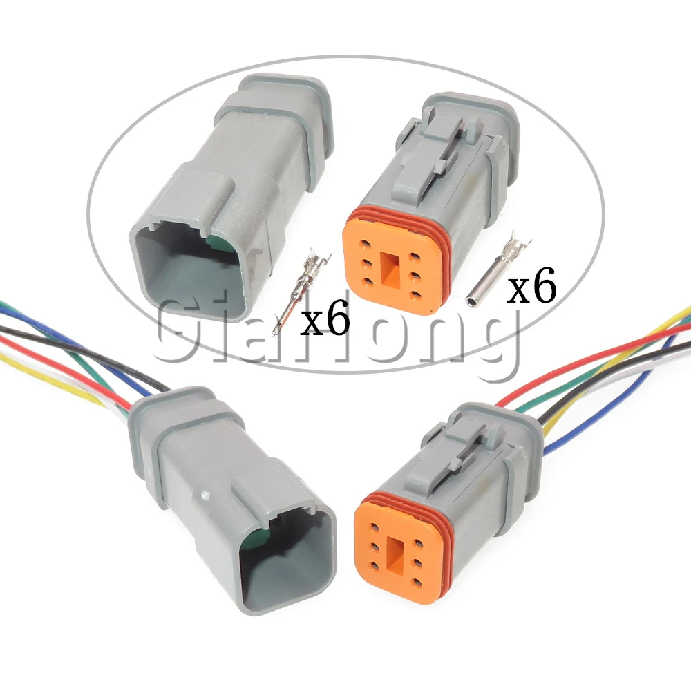 1 Set 6 Ways Starter Auto Parts DT04-6P-E008 DT04-6S-E008 Car Pump Sealed Connector Automotive Wiring Cable Socket