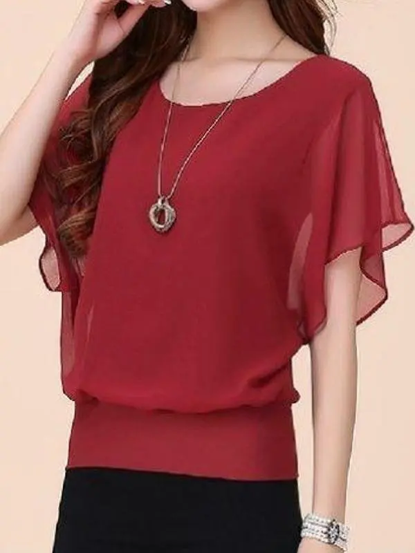 

Slimming Effectiven Summer New Sle Large Size Women's Faionable Chiffon Top Loose ort Sve T-irt Faionable Com...