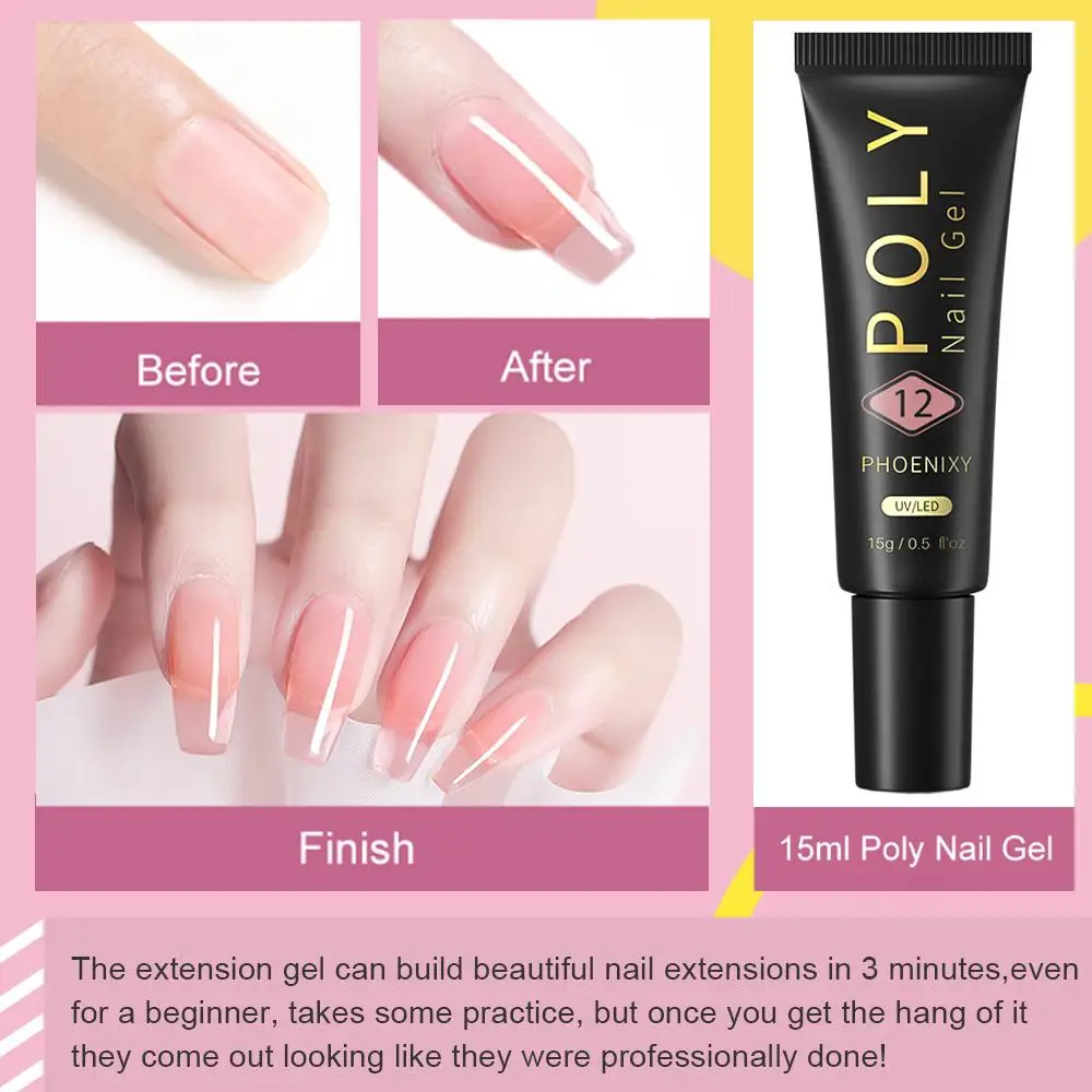 Phoenixy Poly Nail Gel For Nails Extension Semi Permanent Acrylic Gel Varnish Quick Building Gel Polish Poly Nail Gel Extension