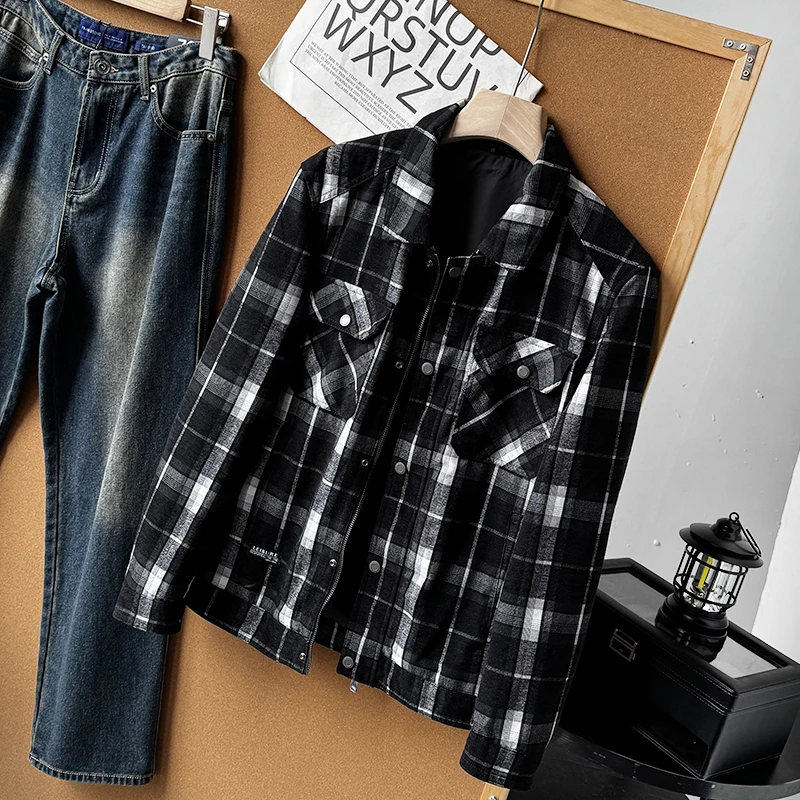 سترة كاجوال أنيقة بنقشة مربعات للرجال لفصلي الربيع والخريف، زي عمل بجيوب وقصة قياسية من مزيج البوليستر والقطن #5