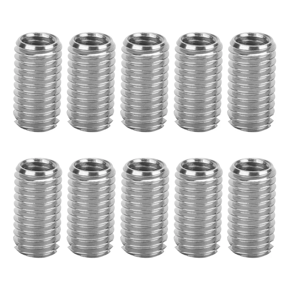 10pcs 15mm Length Thread Repair Inserts Stainless Steel M6-1 Female to M8-1.25 Male Male Female Adapters Nut Inserts Repair Tool