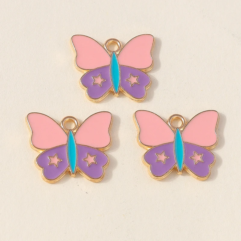 20 Stück 17x14mm Niedliche Bunte Emaille-Schmetterlingsanhänger für Schmuckherstellung, Halsketten, Ohrringe, DIY-Bastelzubehör – Detail 6