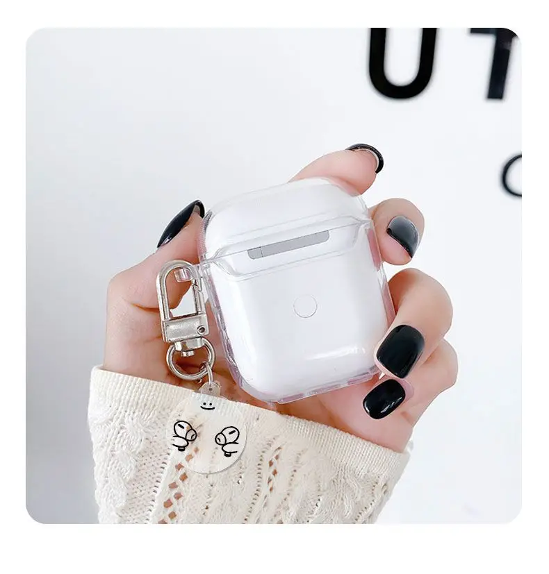 سماعات مرحة في اليد غلاف سماعات أذن شفاف لأجهزة Airpods Pro 3 غطاء لاسلكي صندوق شحن بلوتوث لأجهزة Airpod 2 1 حافظة مفاتيح