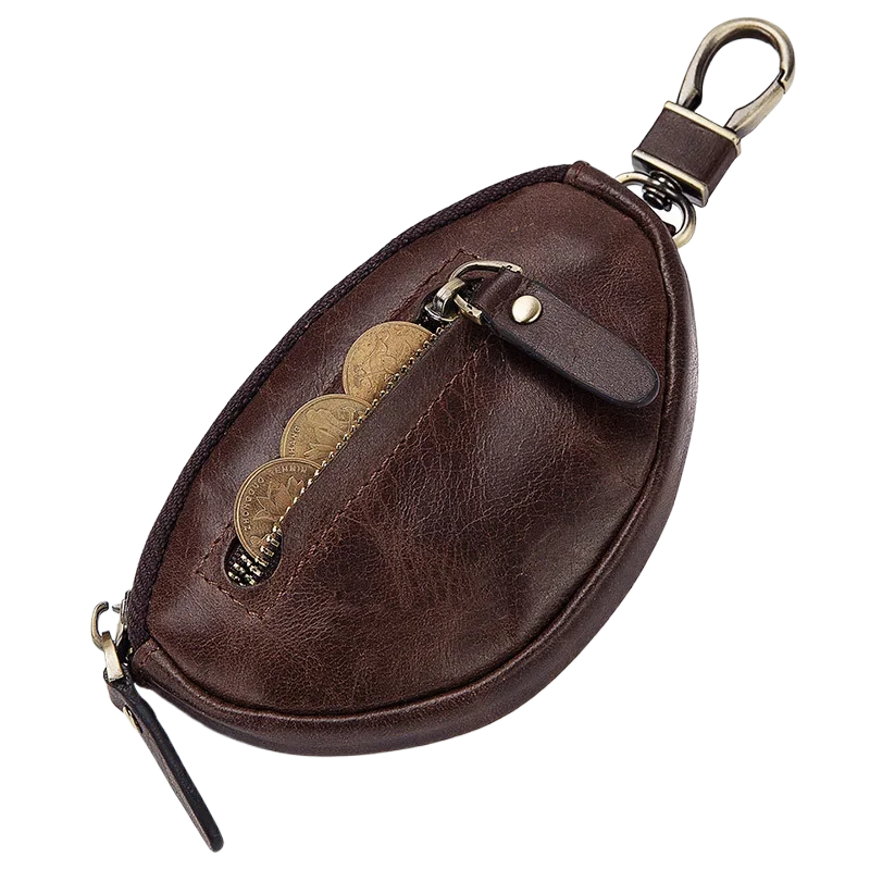 Genuine Leather Car Key Case Fashionable Casual Key Holder Wallet with Zipper Coin Pouch