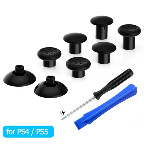 EXtremeRate-Thumbstick intercambiable negro con Joystick ajustable de 3 agarres para mando de PS5, para mando de todos los modelos de PS4