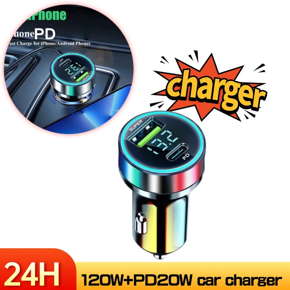 

НОВОЕ автомобильное зарядное устройство PD 20 Вт, адаптер для сверхбыстрой зарядки типа C, USB 120 Вт, портативное для IPhone 14 Pro Max 13 12 11 IPad Airpods OnePlus