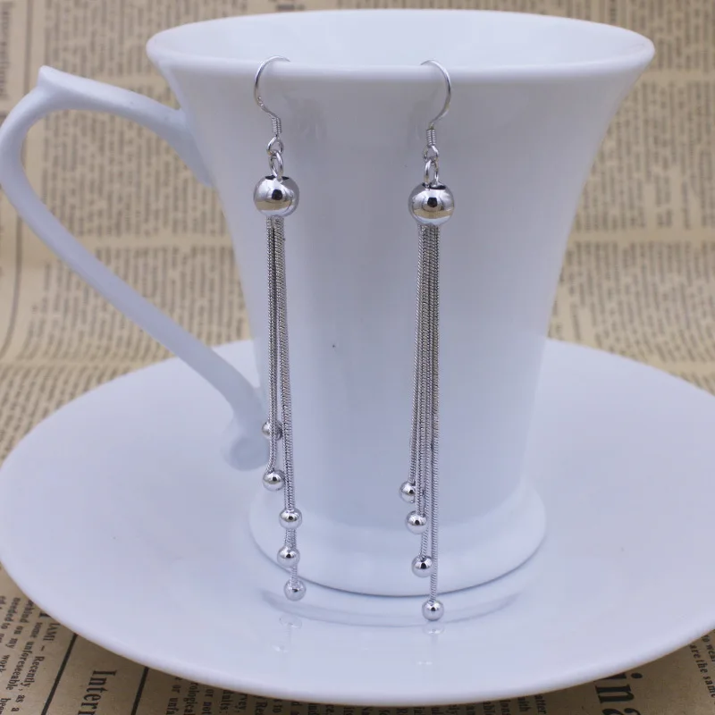 Korean Long Tassel Drop Earrings Female Stamp 925 silver needle Sterling quality Geometric Earrings for Women Fashion Jewelry Gi