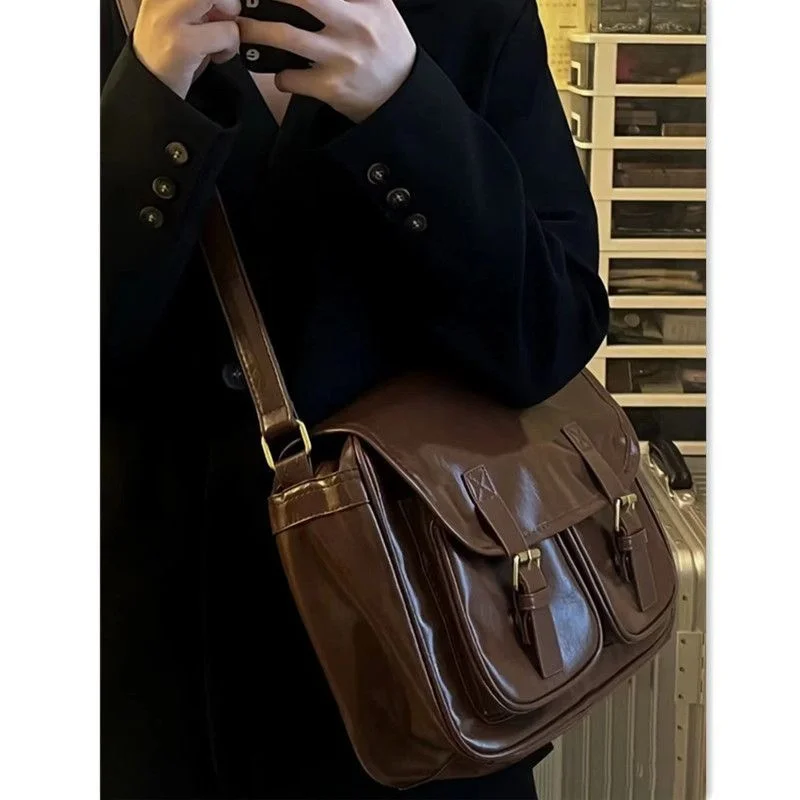 Women\'s Handbags Trend 2023 Luxury Designer Handbag Pu Leather Postman Vintage Shoulder Bag Ladies Women Messenger Bags