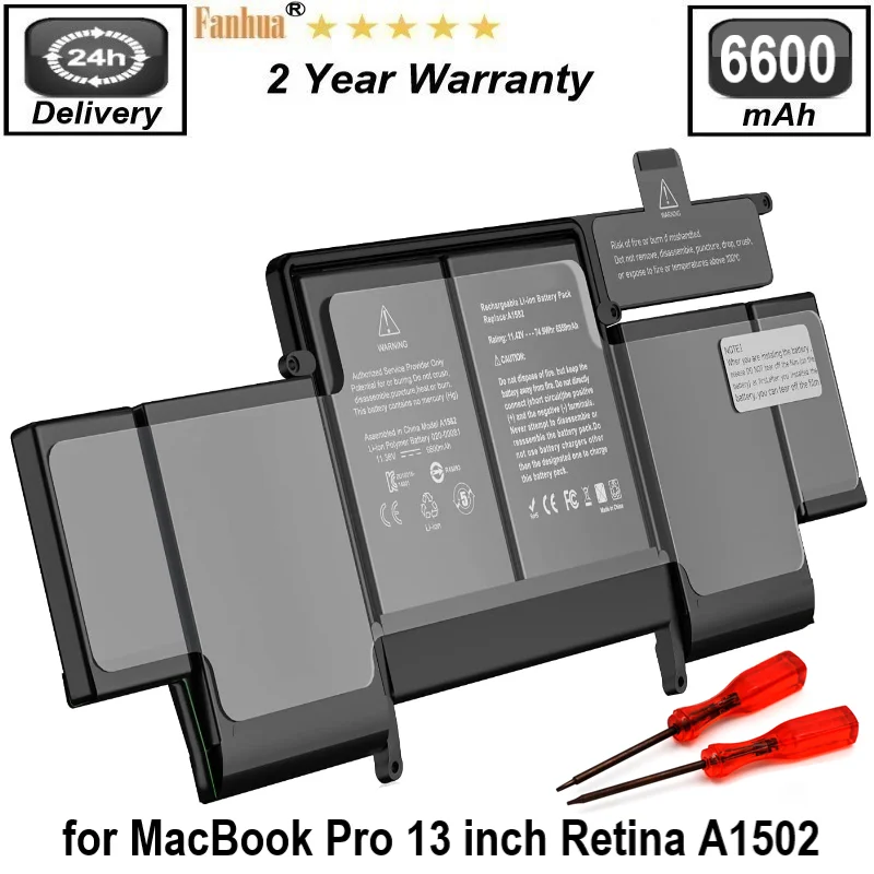 

A1502 A1582 Battery Replacement Battery A1493 for MacBook Pro 13-inch Retina (Mid 2014/ Early 2015/ Late 2013) 11.42V 74.9Wh