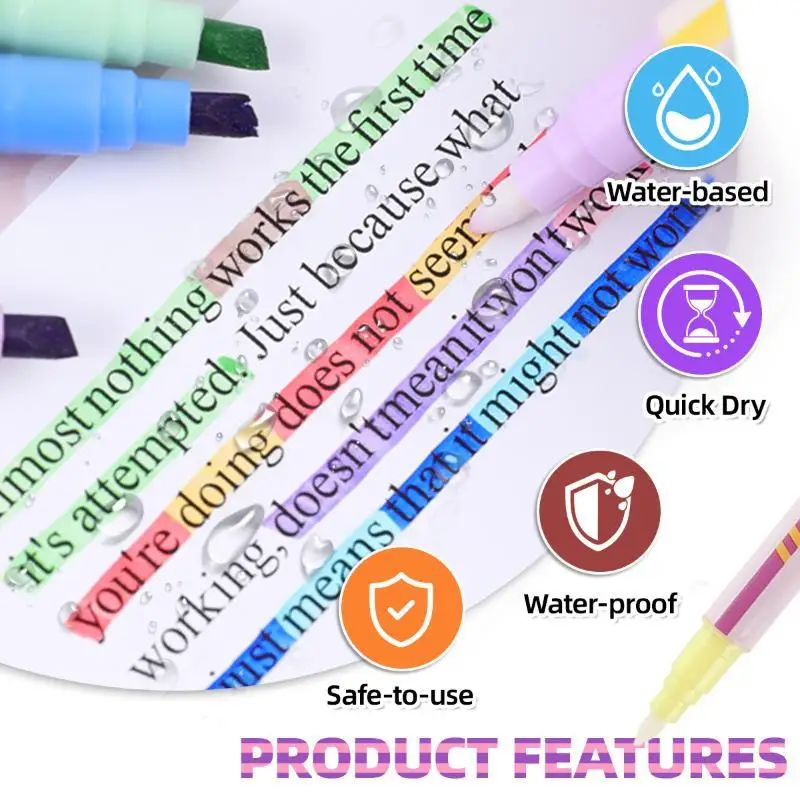 Double Ended Magic Color Changing Highlighter Pen Set 12Pcs Quick Dry No Bleed for Student DIY Diary School Note Taking
